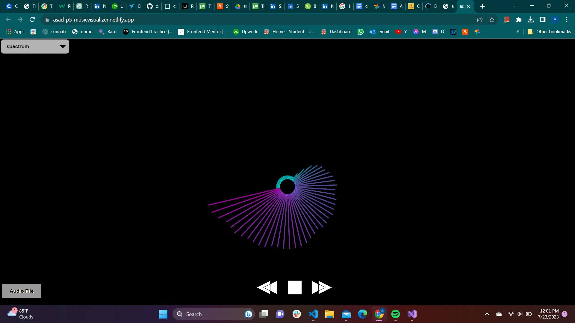 Music visualizer with 3D animation
