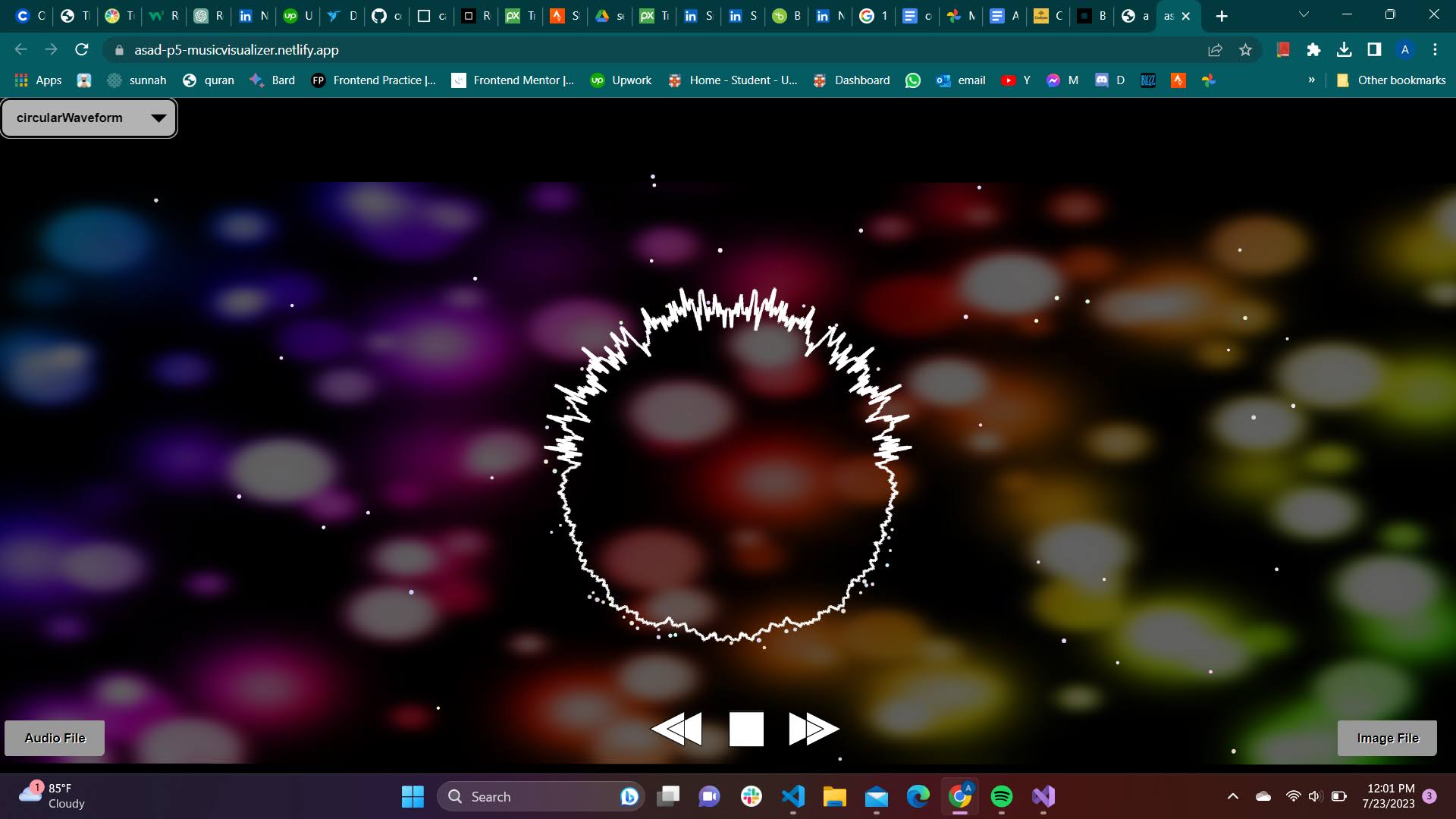 Music visualizer with 3D animation