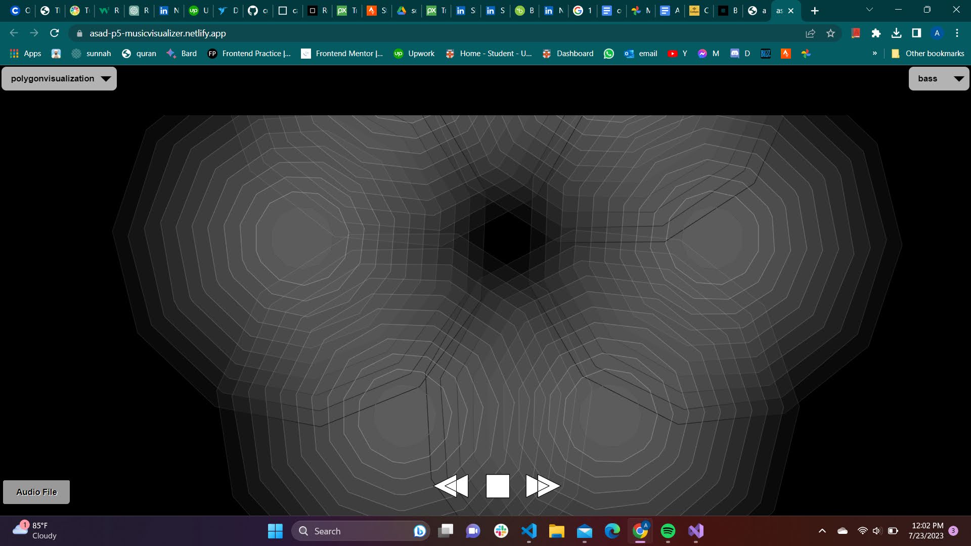 Music visualizer with 3D animation