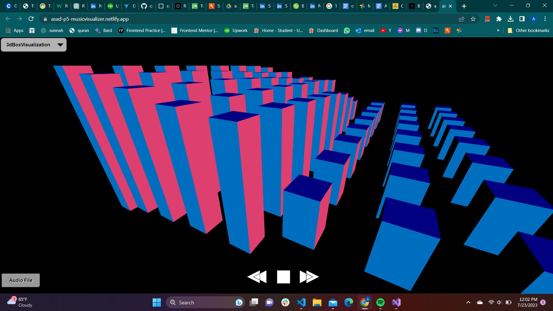 Music visualizer with 3D animation