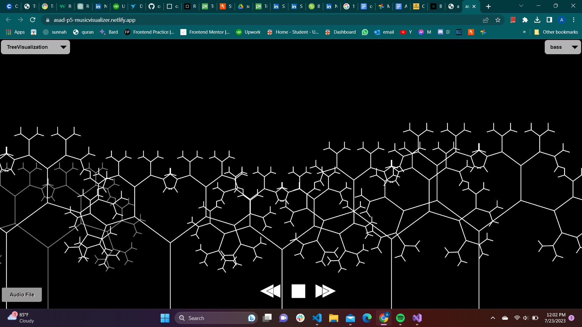 Music visualizer with 3D animation