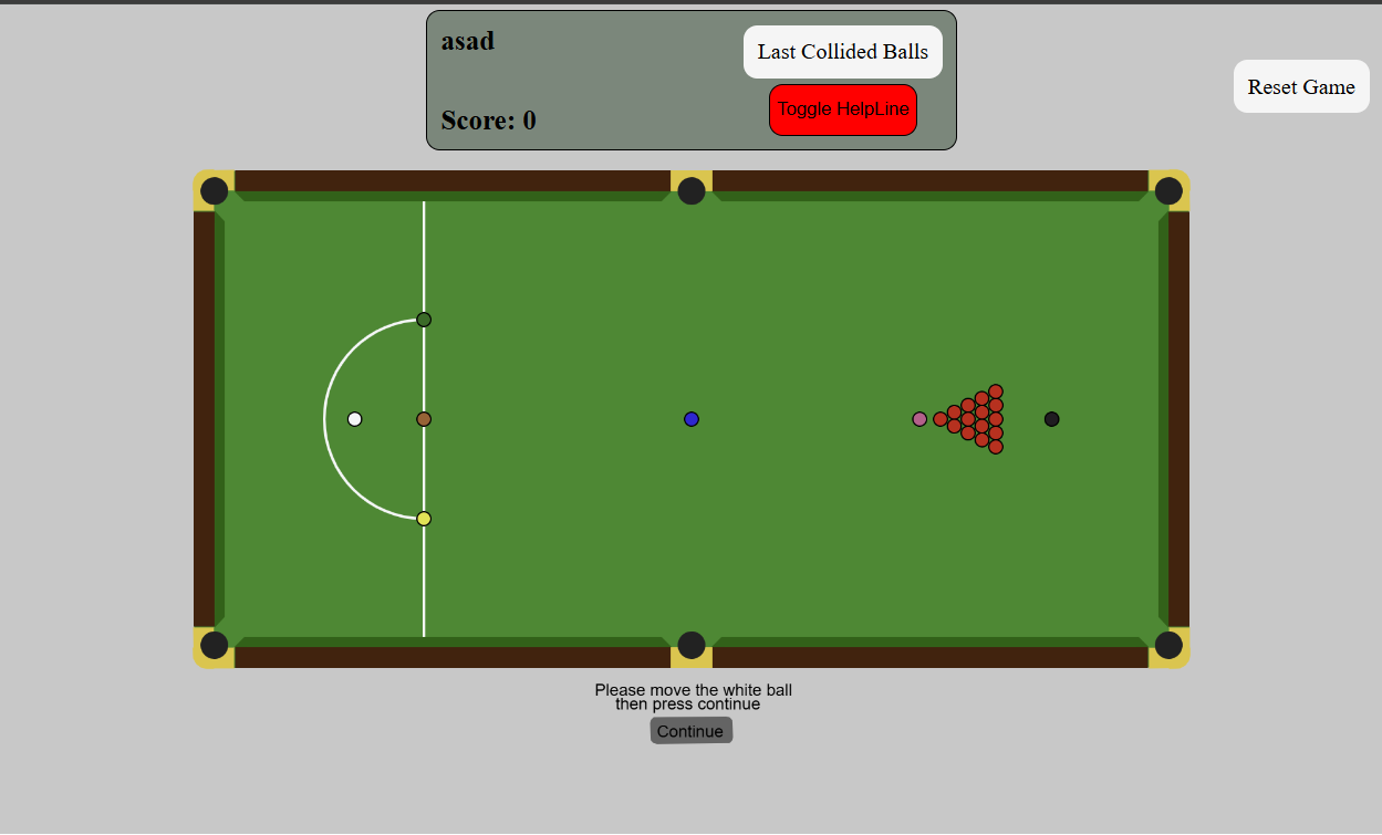 Snooker table simulation